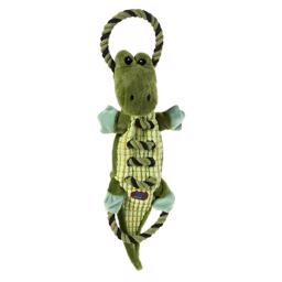 Petstage Ropes A Go-Go Green Gator-leksaker med rep
